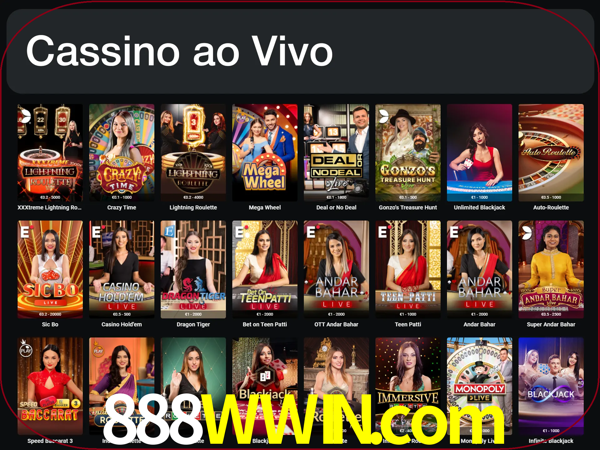 Jogue jogos de cassino com um verdadeiro dealer.