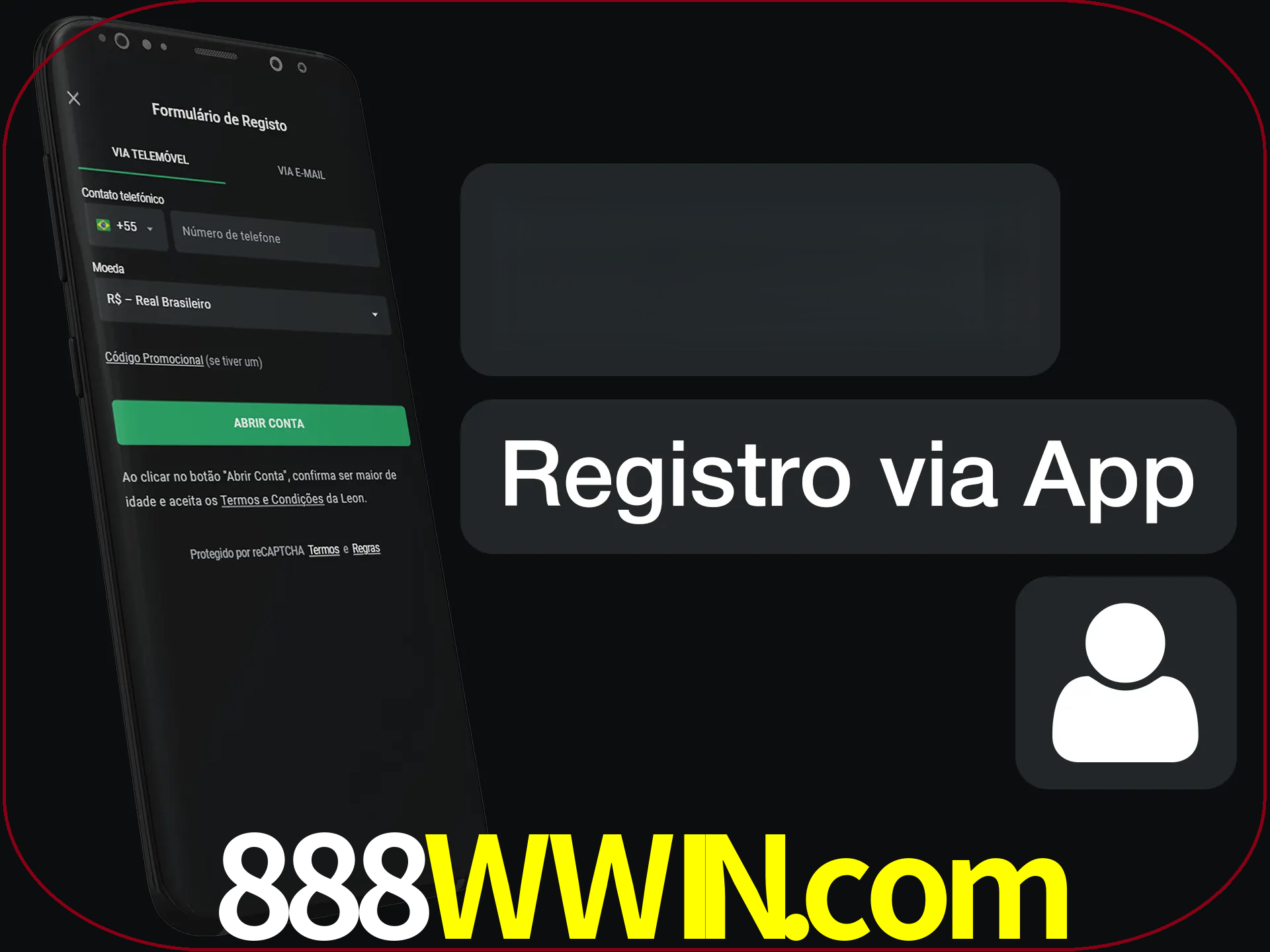Registre-se com duas etapas usando o aplicativo.