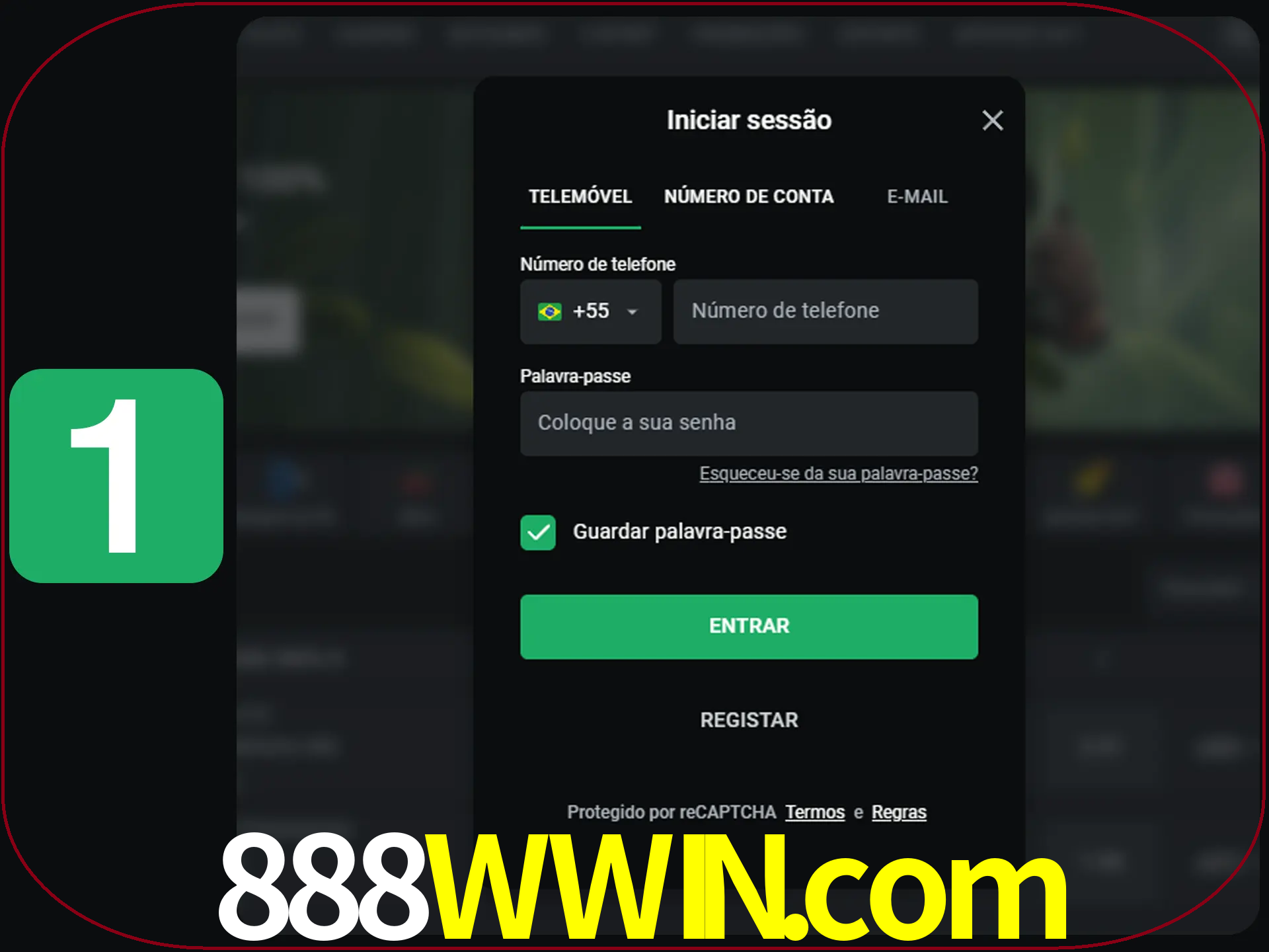 Clique no botão Entrar.